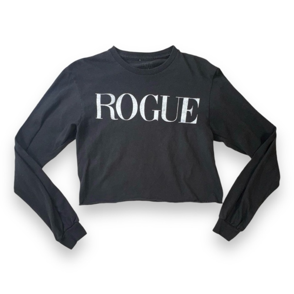 Black Cropped Long-Sleeve Top with “ROGUE” Graphic · Size S - Picture 5 of 6